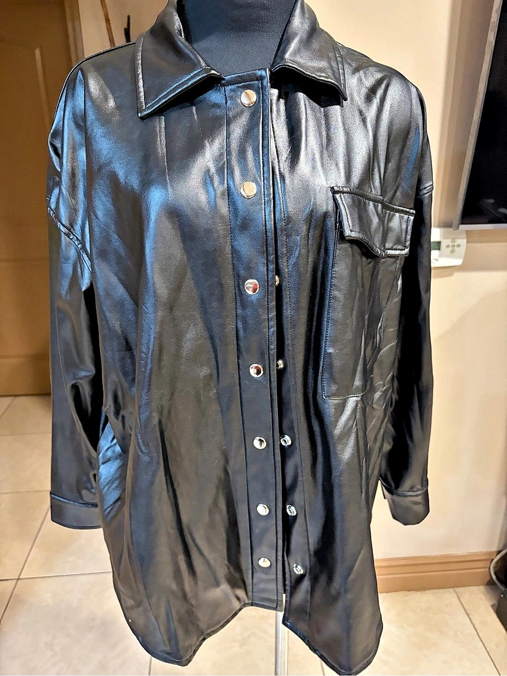 Women's Black Faux Leather Jacket Size XL